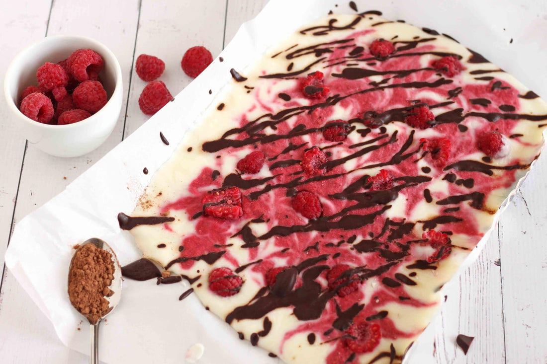 Collagen Rose + Raspberry Yogurt Bark